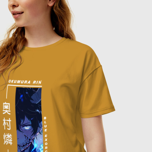 Женская футболка хлопок Oversize с принтом Blue Exorcist - Okumura Rin, фото на моделе #1