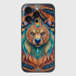 Чехол для iPhone 16 Pro силиконовый с защитой камеры Медведь шаман тотемное животное