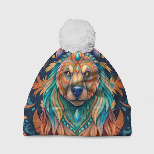 Шапка 3D c помпоном Медведь шаман тотемное животное, цвет 3D печать