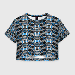 Синяя плетёная броня киберпанк – Женская футболка Crop-top 3D с принтом купить