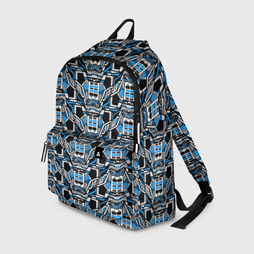 Рюкзак с принтом Синяя плетёная броня киберпанк, вид спереди №1