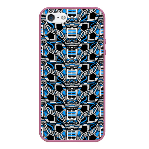 Чехол для iPhone 5/5S матовый с принтом Синяя плетёная броня киберпанк, вид спереди №1