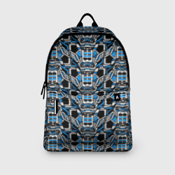 Рюкзак с принтом Синяя плетёная броня киберпанк для любого человека, вид спереди №3. Цвет основы: белый