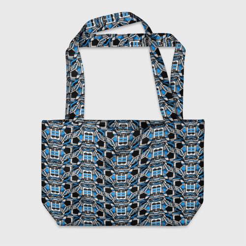 Пляжная сумка с принтом Синяя плетёная броня киберпанк, вид спереди №1