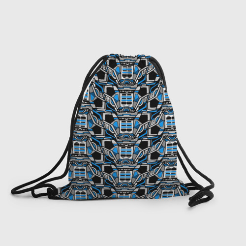 Рюкзак-мешок с принтом Синяя плетёная броня киберпанк, вид спереди №1