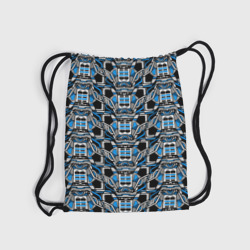 Рюкзак с принтом Синяя плетёная броня киберпанк для любого человека, вид спереди №5. Цвет основы: белый