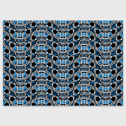 Поздравительная открытка с принтом Синяя плетёная броня киберпанк, вид спереди №1