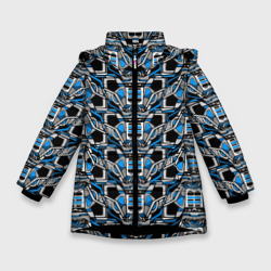 Синяя плетёная броня киберпанк – Зимняя куртка для девочек 3D с принтом купить