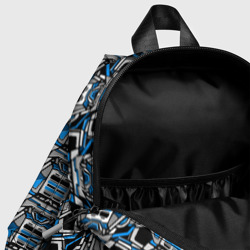 Рюкзак с принтом Синяя плетёная броня киберпанк для ребенка, вид на модели спереди №4. Цвет основы: белый