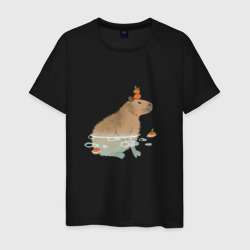 Кайфующая капибара – Мужская футболка хлопок с принтом купить со скидкой в -20%