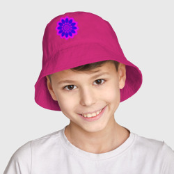 Детская панама хлопок Мандала - синий с розовым цветок - фото 2
