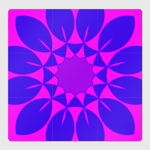 Магнитный плакат 3Х3 Мандала - синий с розовым цветок