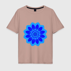 Мужская футболка хлопок Oversize Мандала - голубой цветок