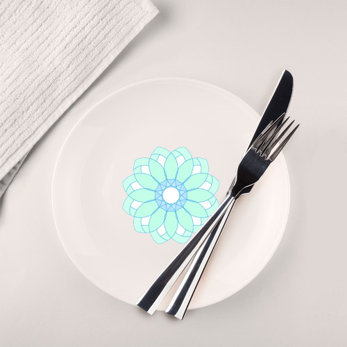 Тарелка Мандала - светло салатовый цветок - фото 2