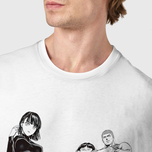 Мужская футболка хлопок Ванпанчмен Сайтама Генос  Фубуки Бэнг, цвет белый - фото 6