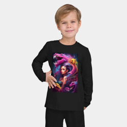 Детская пижама с лонгсливом хлопок Ведьма и оборотни - хэллоуин нейросеть - фото 2