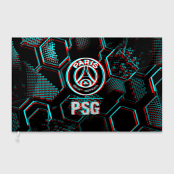 Флаг 3D PSG FC в стиле glitch на темном фоне