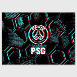 Поздравительная открытка PSG FC в стиле glitch на темном фоне