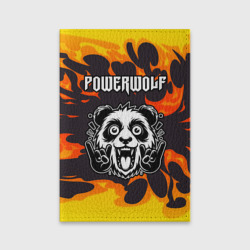 Обложка для паспорта матовая кожа Powerwolf рок панда и огонь