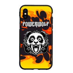 Чехол для iPhone XS Max матовый Powerwolf рок панда и огонь