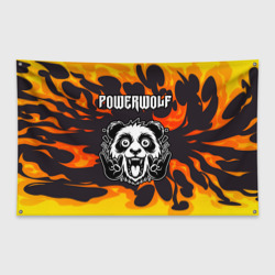 Флаг-баннер Powerwolf рок панда и огонь