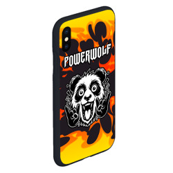 Чехол для iPhone XS Max матовый Powerwolf рок панда и огонь - фото 2