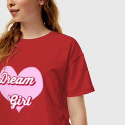 Женская футболка хлопок Oversize Девушка-мечта в розовом сердце - фото 2