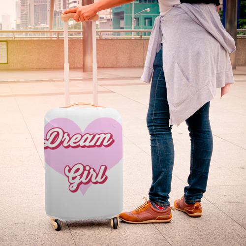 Чехол для чемодана 3D Девушка-мечта и розовое сердце , цвет 3D печать - фото 4