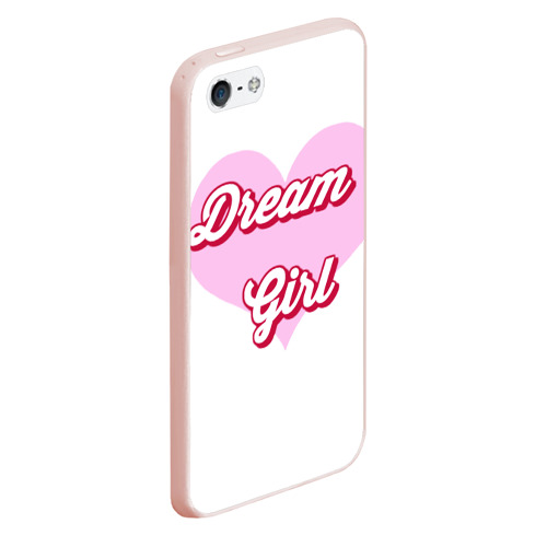Чехол для iPhone 5/5S матовый Девушка-мечта и розовое сердце , цвет светло-розовый - фото 3