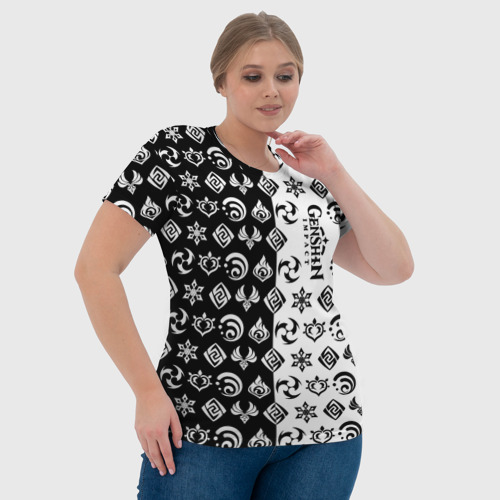Женская футболка 3D Genshin Impact - black and white, цвет 3D печать - фото 6