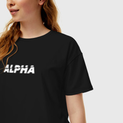 Женская футболка хлопок Oversize Alpha white - фото 2