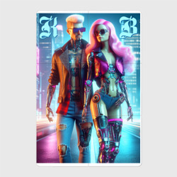 Магнитный плакат 2Х3 Ken and Barbie - cyberpunk fantasy