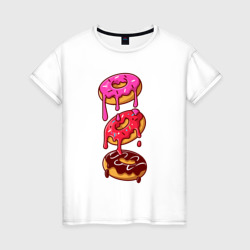 Три пончика – Женская футболка хлопок с принтом купить со скидкой в -20%