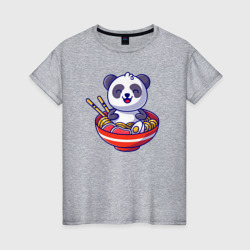 Панда ест рамен – Женская футболка хлопок с принтом купить со скидкой в -20%