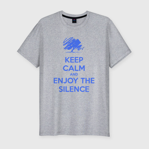 Мужская футболка хлопок Slim с принтом Keep calm and enjoy the silence, вид спереди #2