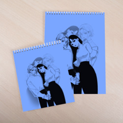Скетчбук с принтом Эмми и Син - Любовь с кончиков пальцев для любого человека, вид спереди №3. Цвет основы: белый