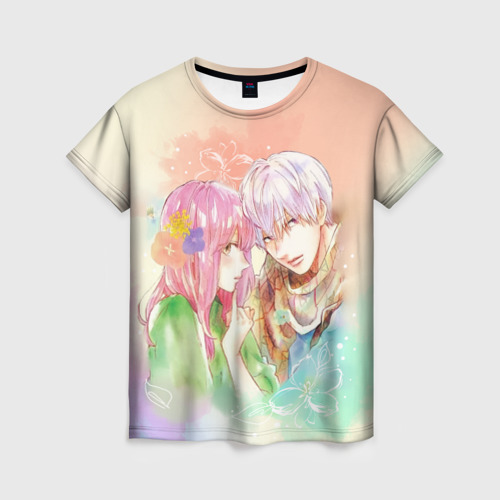 Женская футболка с принтом Ицуоми Наги и Юки Итосэ -  Любовь с кончиков пальцев, вид спереди №1