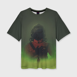 Женская футболка oversize 3D Lethal company green fog