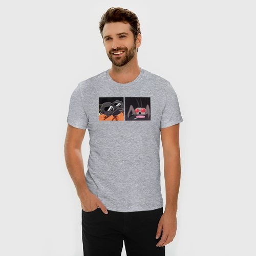 Мужская футболка хлопок Slim с принтом Meme - Lethal company, фото на моделе #1