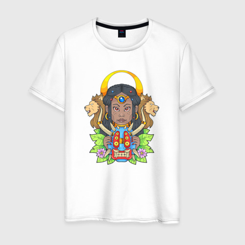 Мужская футболка из хлопка с принтом Африканская богиня, вид спереди №1