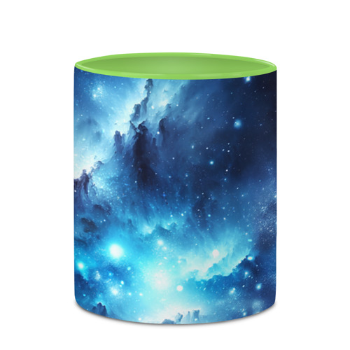 Кружка с полной запечаткой Космический голубой пейзаж, цвет белый + светло-зеленый - фото 4