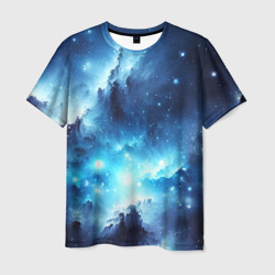 Космический голубой пейзаж – Мужская футболка 3D с принтом купить со скидкой в -26%