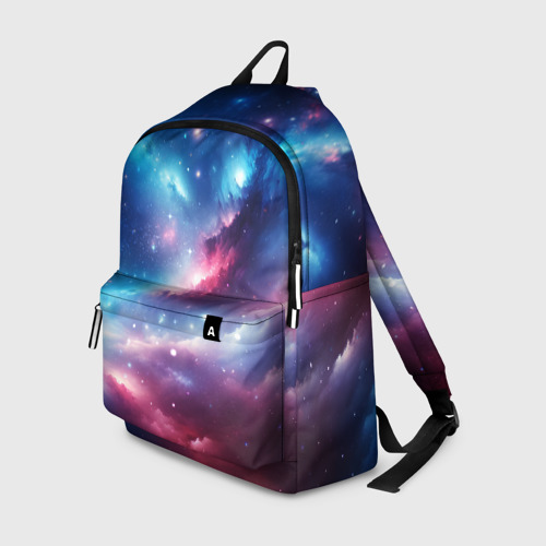 Рюкзак 3D с принтом Розово-голубой космический пейзаж, вид спереди #2