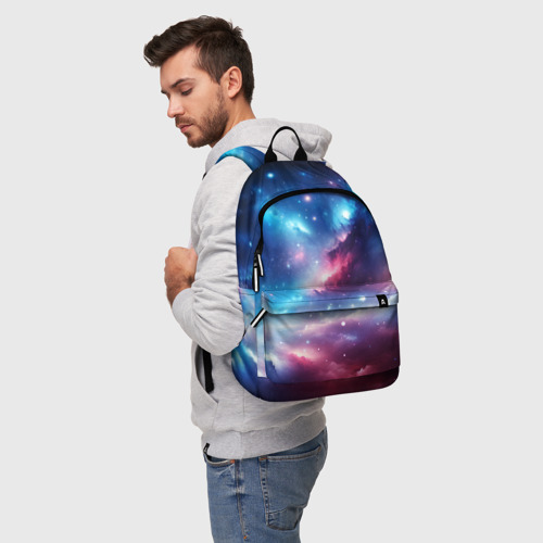 Рюкзак 3D с принтом Розово-голубой космический пейзаж, фото на моделе #1