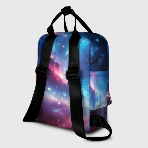Женский рюкзак 3D с принтом Розово-голубой космический пейзаж, вид сзади #1