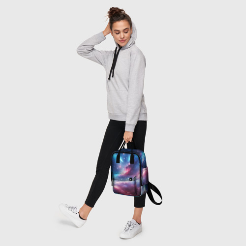 Женский рюкзак 3D с принтом Розово-голубой космический пейзаж, фото #4