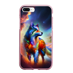 Чехол для iPhone 7Plus/8 Plus матовый Космический красочный волк
