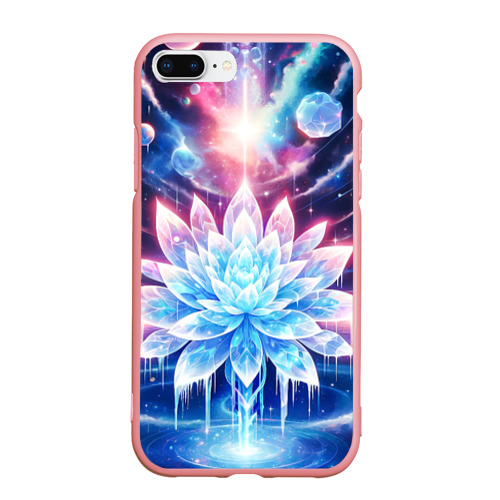 Чехол для iPhone 7Plus/8 Plus матовый с принтом Космический цветок из льда - эзотерический лотос, вид спереди #2