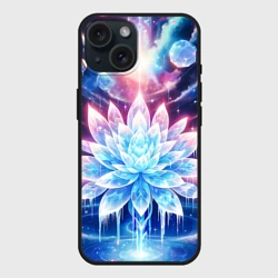 Чехол силиконовый для Apple iPhone 15 матовый Космический цветок из льда - эзотерический лотос