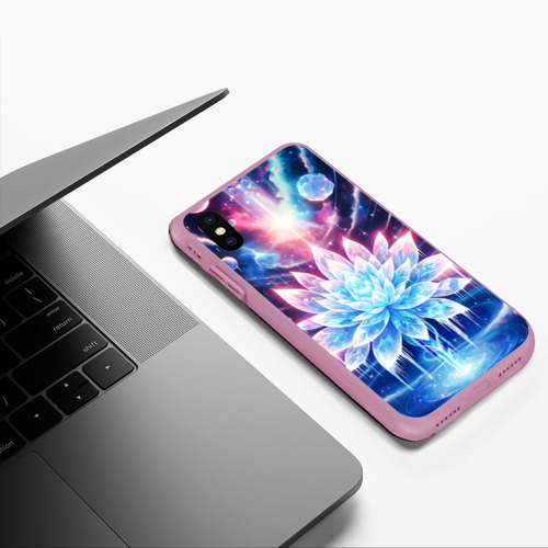 Чехол для iPhone XS Max матовый Космический цветок из льда - эзотерический лотос, цвет розовый - фото 5